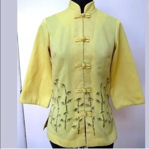 VINTAGE 1960s LADIES ASIAN STYLE JACKET DAEL'S CASUALS HAWAII BAMBOO YELLOW 2
